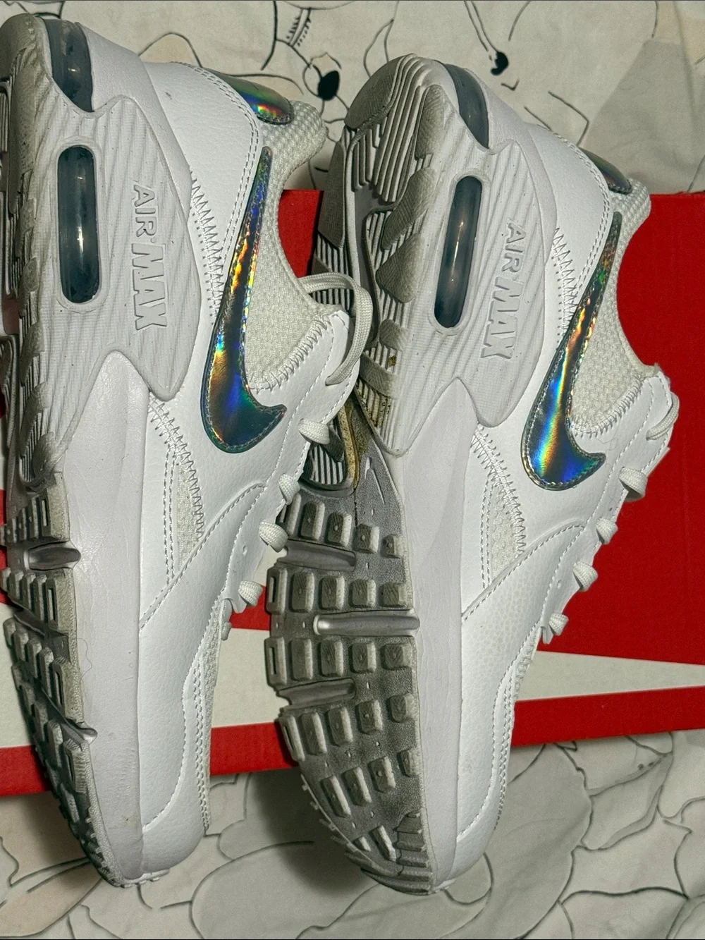 Nike Women’s Air Max White Sneakers with Holographic Swoosh
